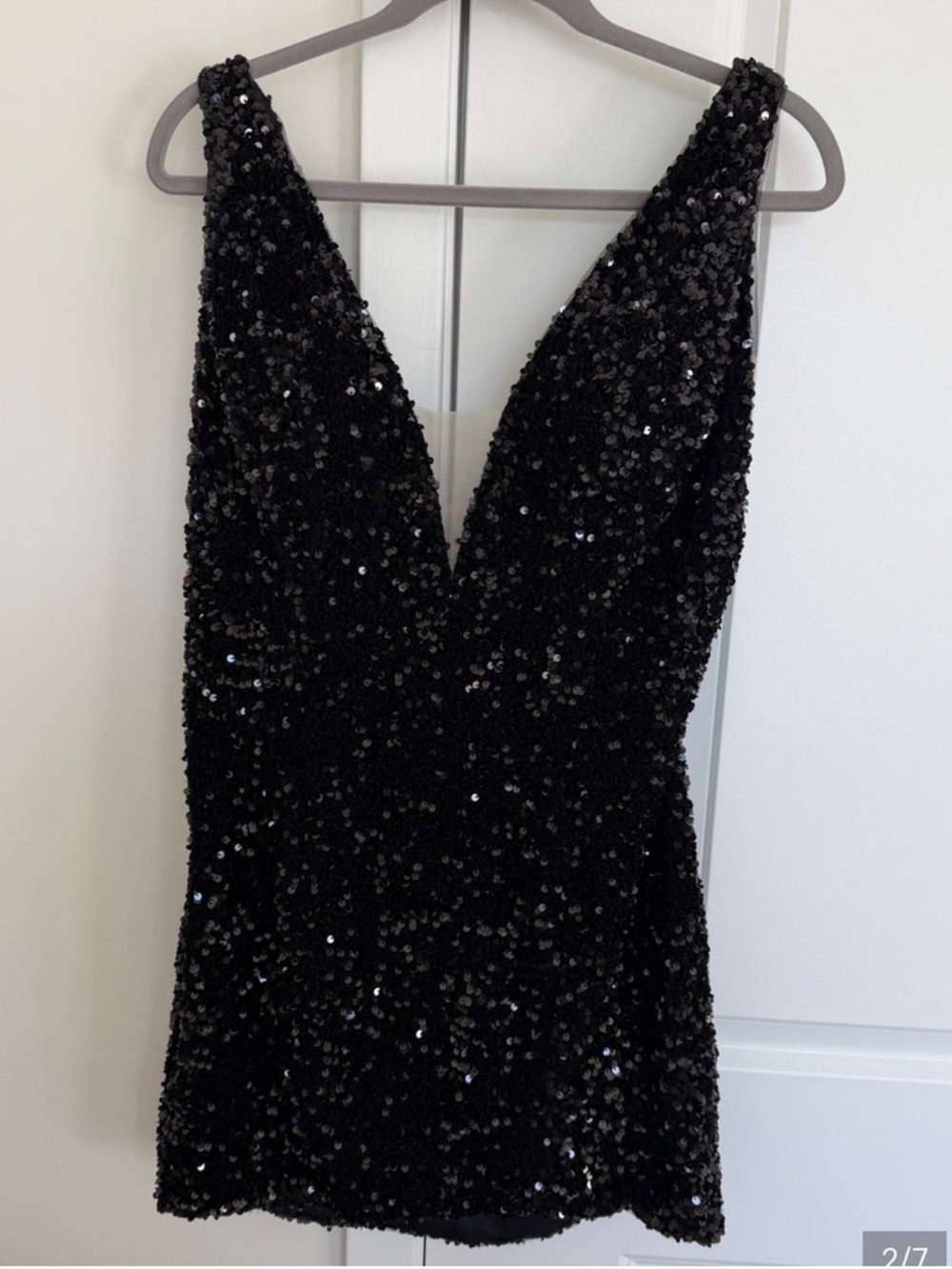 Sherri Hill Black Sequin Mini Dress